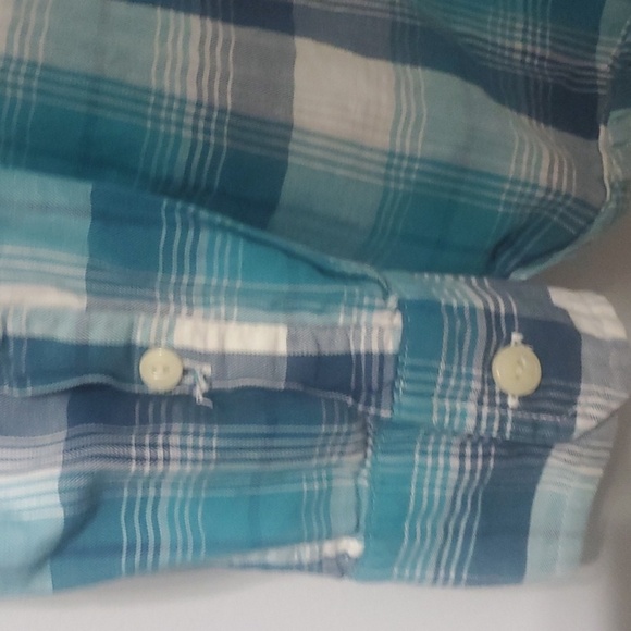 American Eagle Shirt Men's Size Medium M BLUE WHITE GREY plaid Button-Do… - Picture 6 of 8